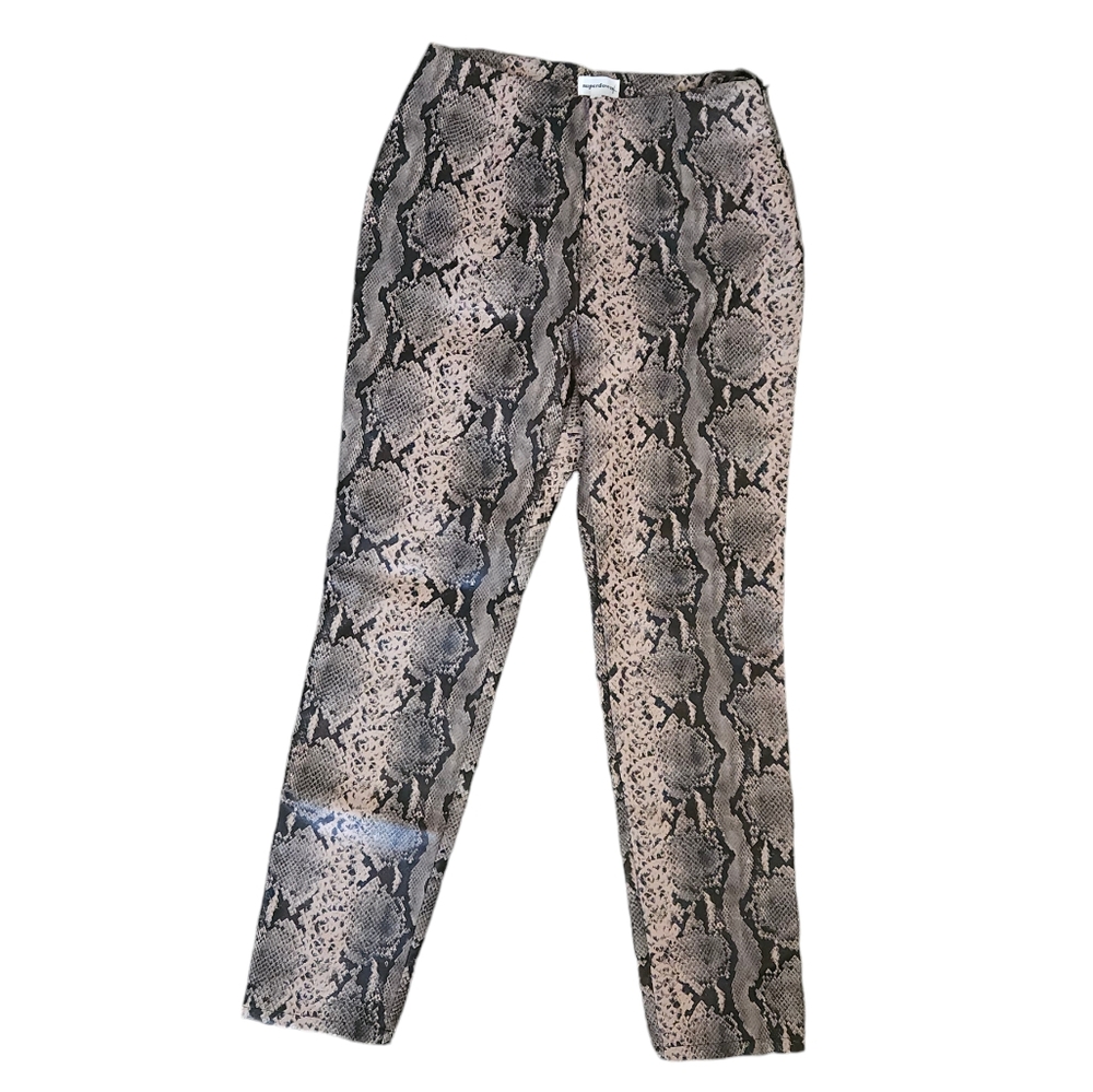 SuperDown Donna Faux Leather Snake Print Pants